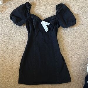 Brand New Urban Outfitters Black Puff Sleeve Dress